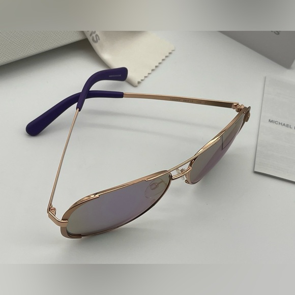 Michael Kors Rose Gold Purple Mirror Aviator Sunglasses - Picture 9 of 14